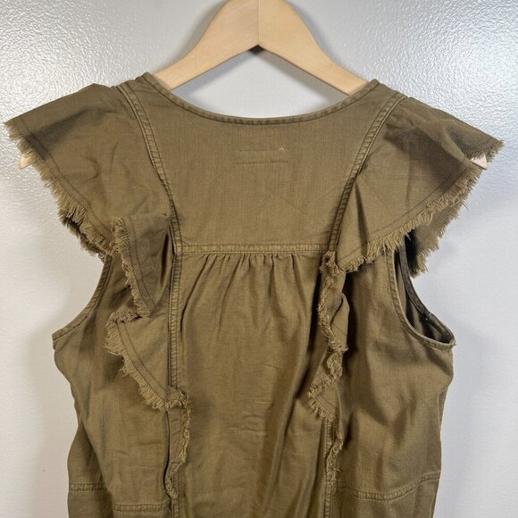 Anthropologie Pilcro Flutter-Sleeve Buttondown Tunic Dress Size Medium Green - Picture 8 of 10